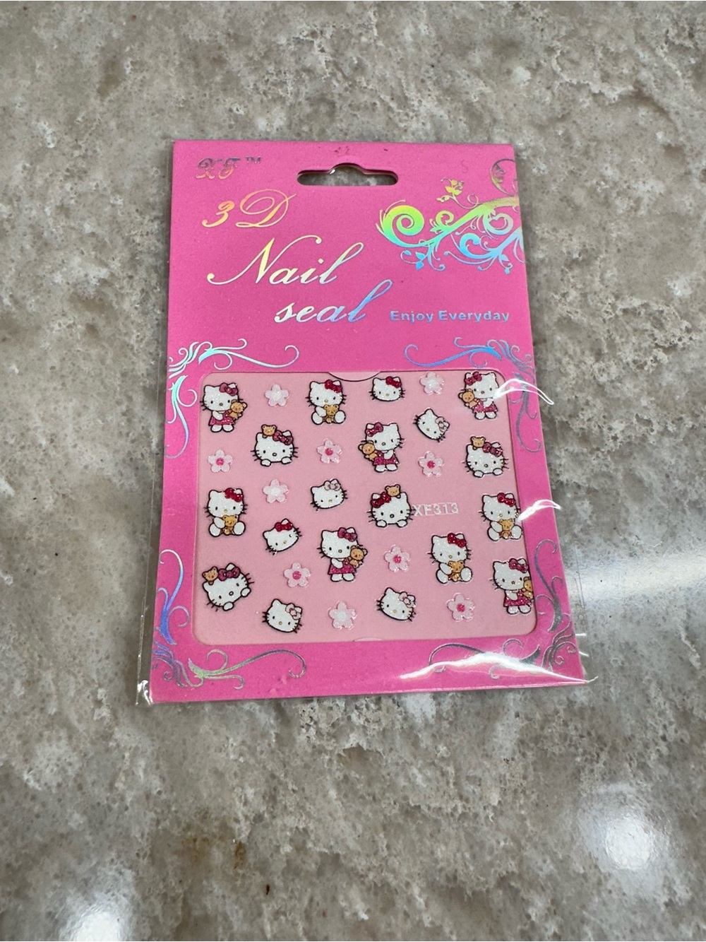 3D Pink Hello Kitty Nail Seal Stickers